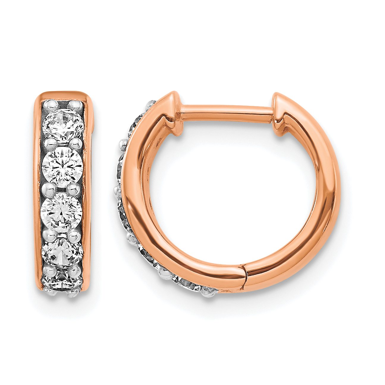 14k Rose Gold Diamond Hinged Hoop Earrings (EM4263-050-RA)