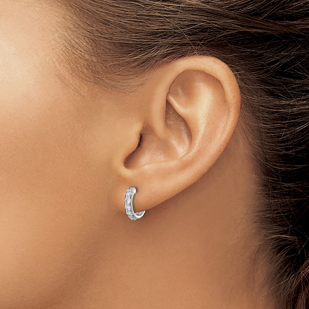 14k White Gold 1/2 carat Lab Grown Diamond VS/SI+ G+ Complete Hinged Hoop Earrings (EM4263-050-WLG)