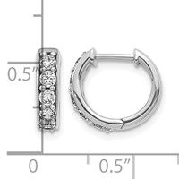 14K White Gold 0.50 Carat Lab Grown Diamond VS SI+ G+ Complete Hinged Hoop Earrings view 4