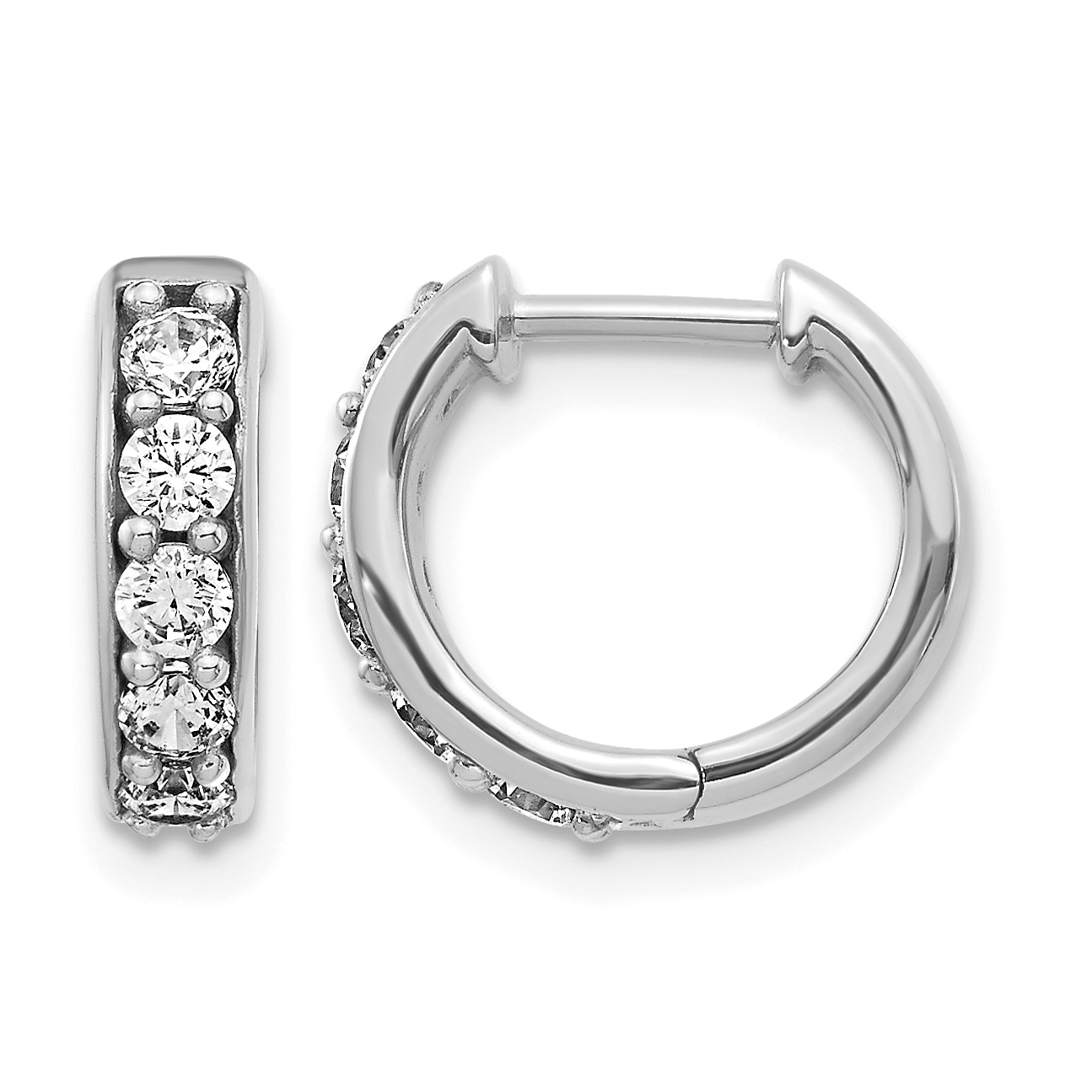 14k White Gold 1/2 carat Lab Grown Diamond VS/SI+ G+ Complete Hinged Hoop Earrings (EM4263-050-WLG)