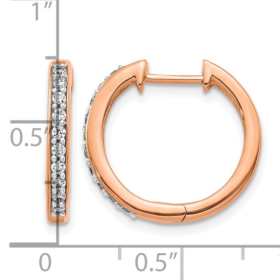 14k Rose Gold 1/4 carat Diamond Hinged Hoop Earrings