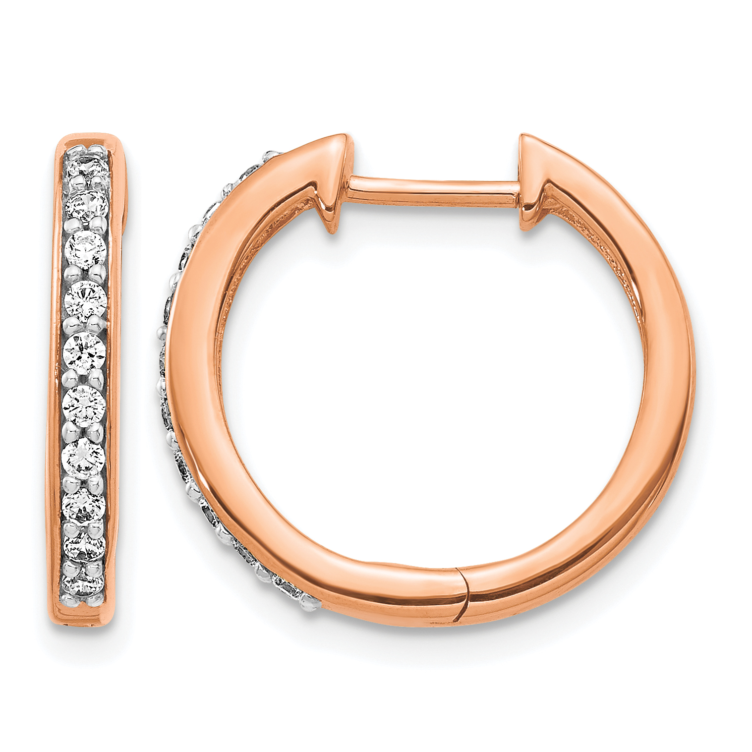 14k Rose Gold Diamond Hinged Hoop Earrings (EM4264-025-RA)