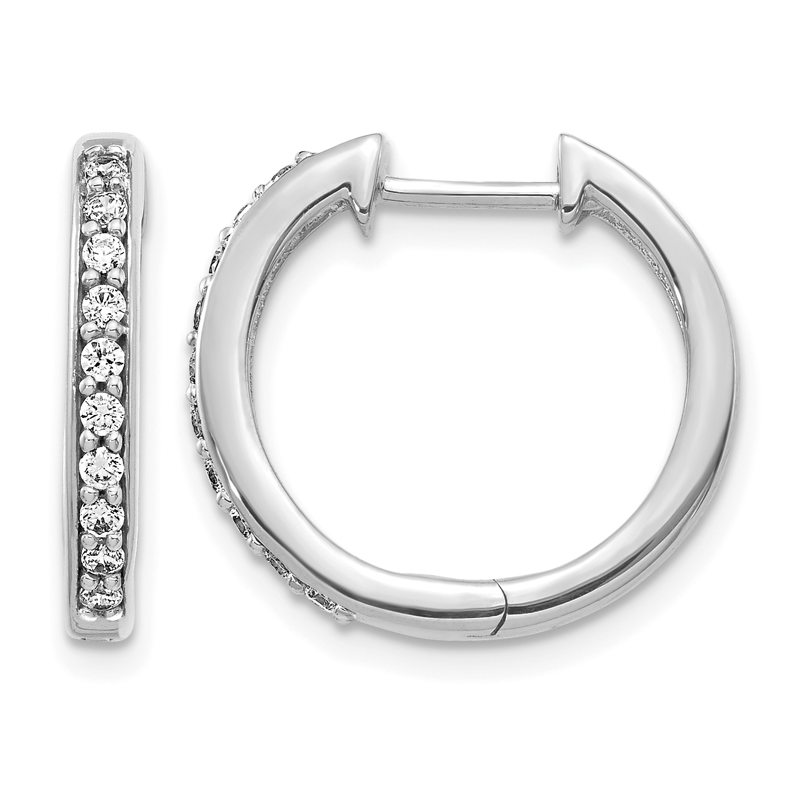 14k White Gold 1/4 carat Lab Grown Diamond VS/SI+ G+ Complete Hinged Hoop Earrings (EM4264-025-WLG)