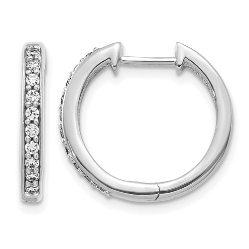 14K White Gold 0.25 Carat Lab Grown Diamond VS SI+ G+ Complete Hinged Hoop Earrings