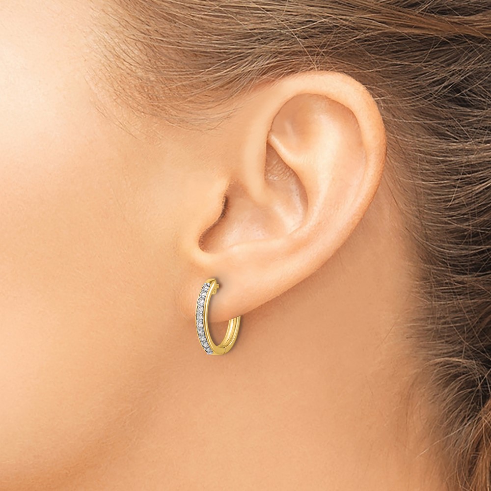 14k Diamond Hinged Hoop Earrings (EM4264-025-YA)