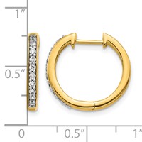 14K Yellow Gold 0.25 Carat Lab Grown Diamond VS SI+ G+ Complete Hinged Hoop Earrings view 4