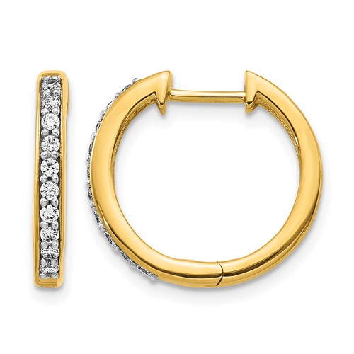 14K Yellow Gold 0.25 Carat Lab Grown Diamond VS SI+ G+ Complete Hinged Hoop Earrings