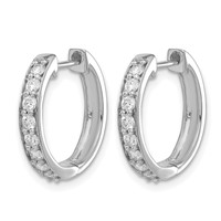 14K White Gold 0.50 Carat Lab Grown Diamond VS SI+ G+ Complete Hinged Hoop Earrings view 2