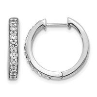 14K White Gold 0.50 Carat Lab Grown Diamond VS SI+ G+ Complete Hinged Hoop Earrings view 1