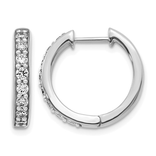 14K White Gold 0.50 Carat Lab Grown Diamond VS SI+ G+ Complete Hinged Hoop Earrings