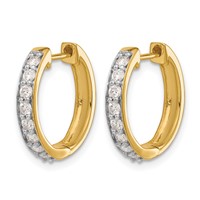 14K Yellow Gold 0.50 Carat Lab Grown Diamond VS SI+ G+ Complete Hinged Hoop Earrings view 2