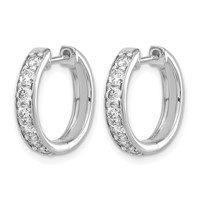 14K White Gold 1 Carat Lab Grown Diamond VS SI+ G+ Complete Hinged Hoop Earrings view 2