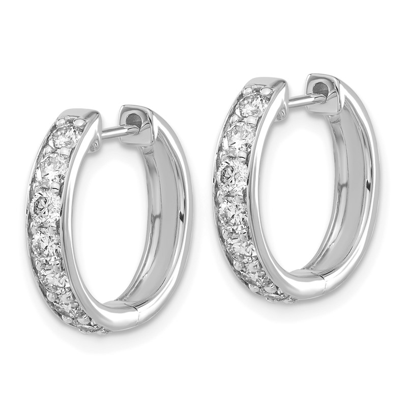 14k White Gold 1 carat Lab Grown Diamond VS/SI+ G+ Complete Hinged Hoop Earrings