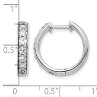 14K White Gold 1 Carat Lab Grown Diamond VS SI+ G+ Complete Hinged Hoop Earrings view 4