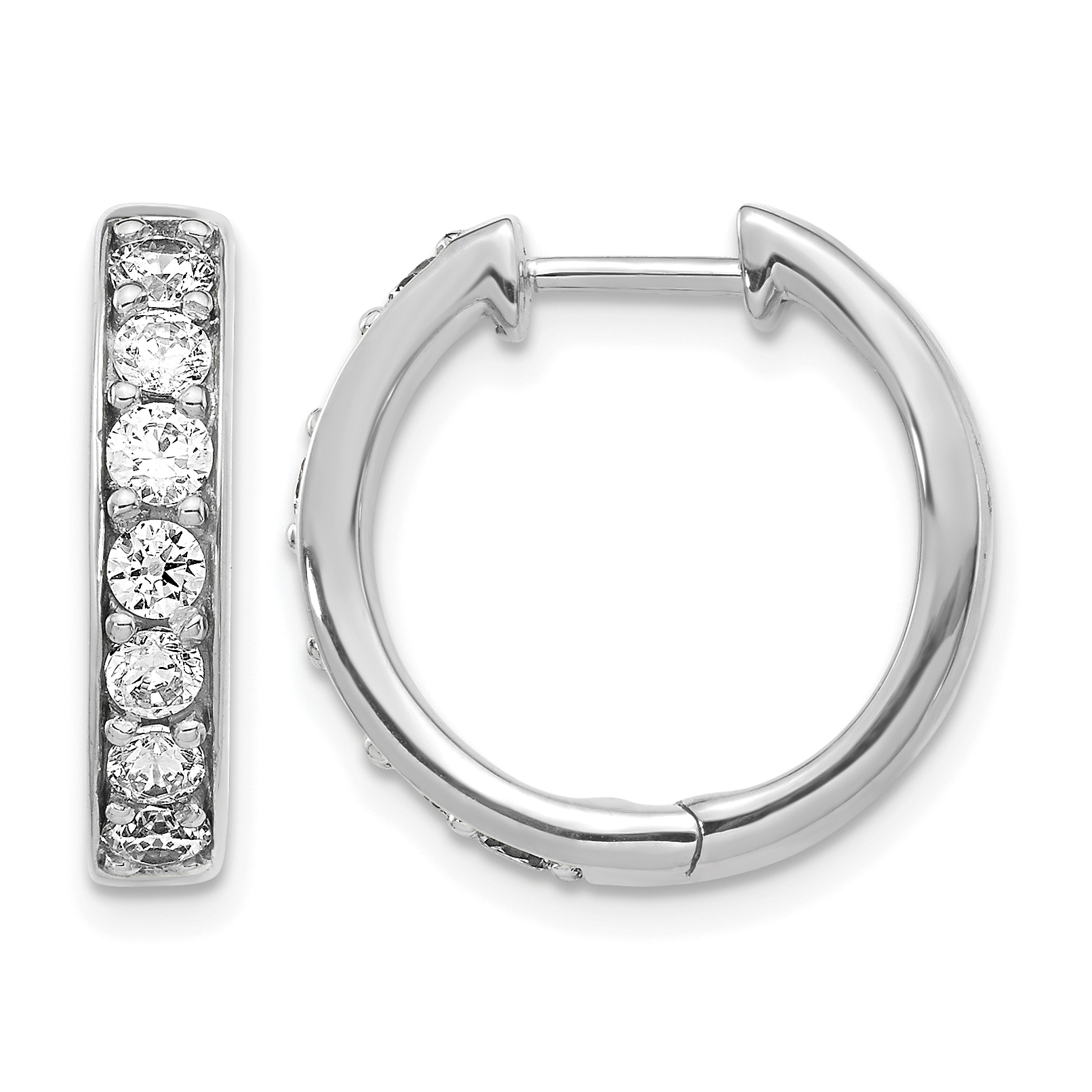 14k White Gold 1 carat Lab Grown Diamond VS/SI+ G+ Complete Hinged Hoop Earrings (EM4264-100-WLG)