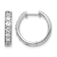 14K White Gold 1 Carat Lab Grown Diamond VS SI+ G+ Complete Hinged Hoop Earrings view 1
