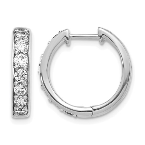 14K White Gold 1 Carat Lab Grown Diamond VS SI+ G+ Complete Hinged Hoop Earrings