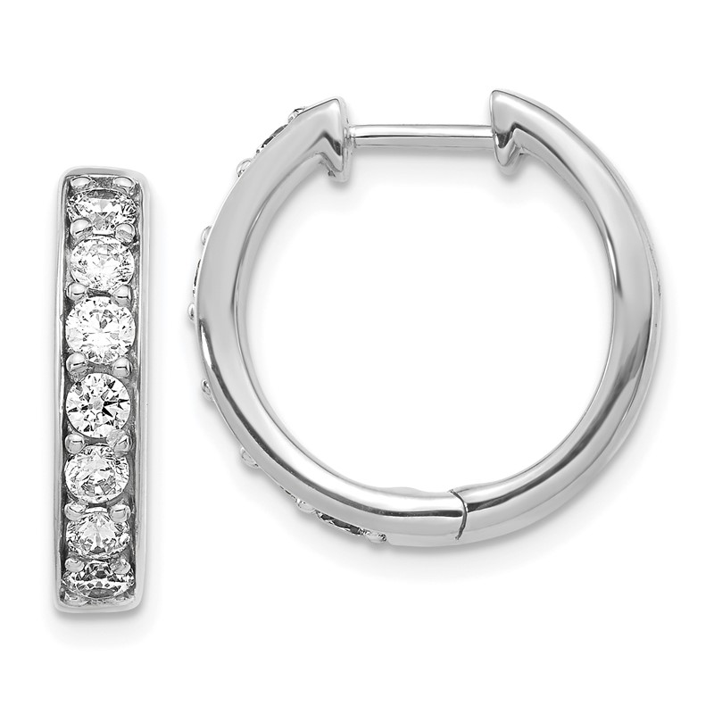 14k White Gold 1 carat Lab Grown Diamond VS/SI+ G+ Complete Hinged Hoop Earrings