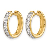 14K Yellow Gold 1 Carat Lab Grown Diamond VS SI+ G+ Complete Hinged Hoop Earrings view 2