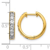 14K Yellow Gold 1 Carat Lab Grown Diamond VS SI+ G+ Complete Hinged Hoop Earrings view 4