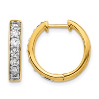 14K Yellow Gold 1 Carat Lab Grown Diamond VS SI+ G+ Complete Hinged Hoop Earrings view 1