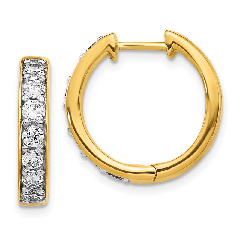 14k 1 carat Lab Grown Diamond VS/SI+ G+ Complete Hinged Hoop Earrings