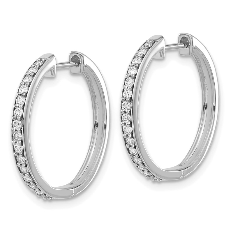 14k White Gold 1/3 carat Lab Grown Diamond VS/SI+ G+ Complete Hinged Hoop Earrings