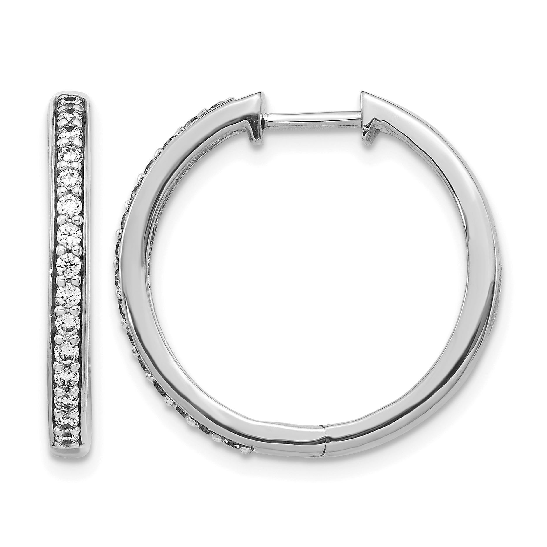 14k White Gold Diamond Hinged Hoop Earrings (EM4265-033-WA)