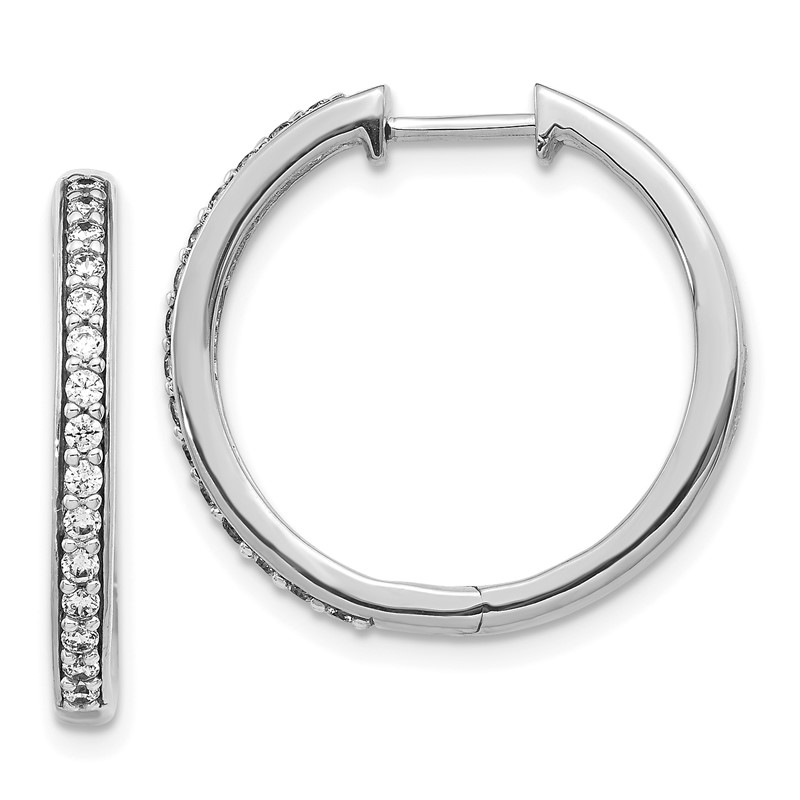 14k White Gold 1/3 carat Lab Grown Diamond VS/SI+ G+ Complete Hinged Hoop Earrings