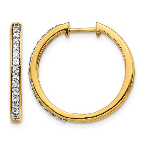 14K Yellow Gold 0.33 Carat Lab Grown Diamond VS SI+ G+ Complete Hinged Hoop Earrings