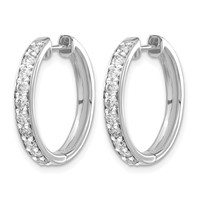 14K White Gold 1 Carat Lab Grown Diamond VS SI+ G+ Complete Hinged Hoop Earrings view 2