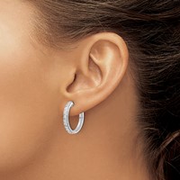 14K White Gold 1 Carat Lab Grown Diamond VS SI+ G+ Complete Hinged Hoop Earrings view 3