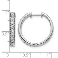 14K White Gold 1 Carat Lab Grown Diamond VS SI+ G+ Complete Hinged Hoop Earrings view 4