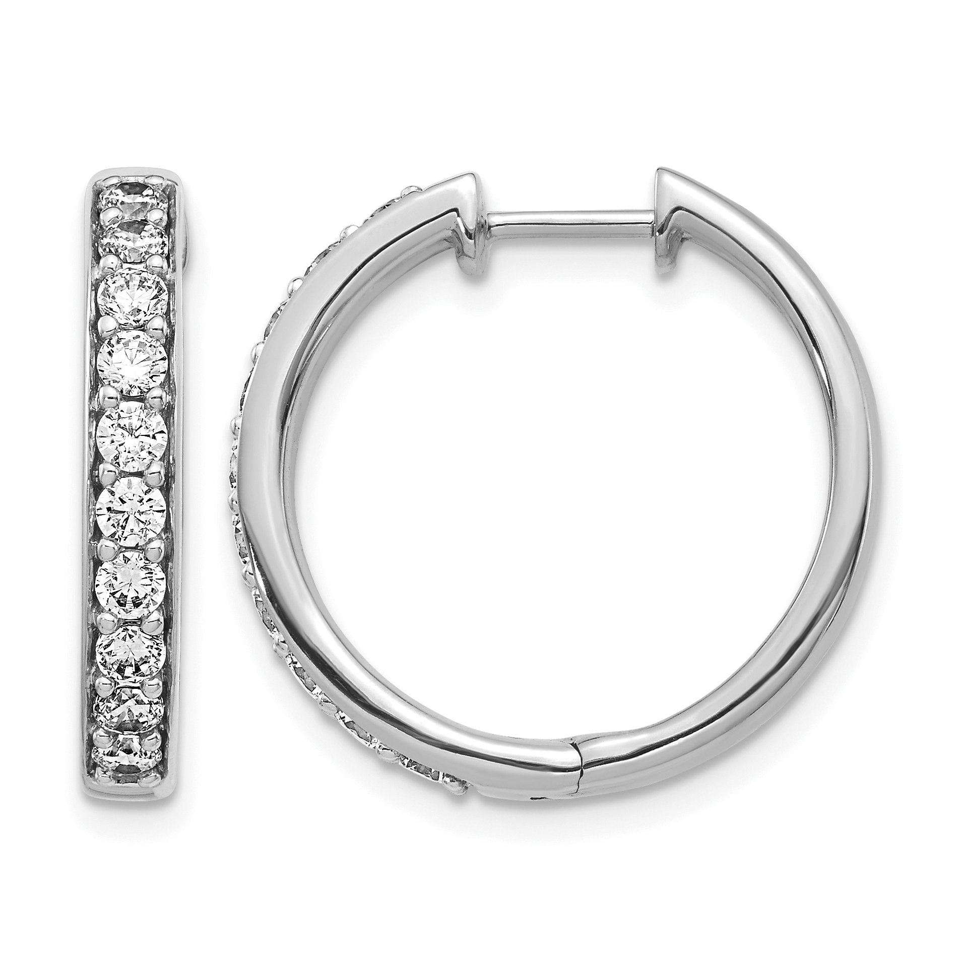14k White Gold Diamond Hinged Hoop Earrings (EM4265-100-WA)