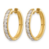 14K Yellow Gold 1 Carat Lab Grown Diamond VS SI+ G+ Complete Hinged Hoop Earrings view 2