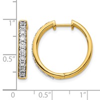 14K Yellow Gold 1 Carat Lab Grown Diamond VS SI+ G+ Complete Hinged Hoop Earrings view 4