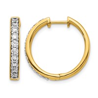 14K Yellow Gold 1 Carat Lab Grown Diamond VS SI+ G+ Complete Hinged Hoop Earrings view 1