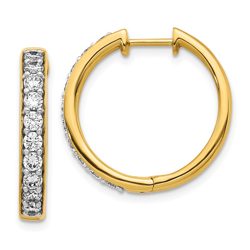 14k 1 carat Lab Grown Diamond VS/SI+ G+ Complete Hinged Hoop Earrings