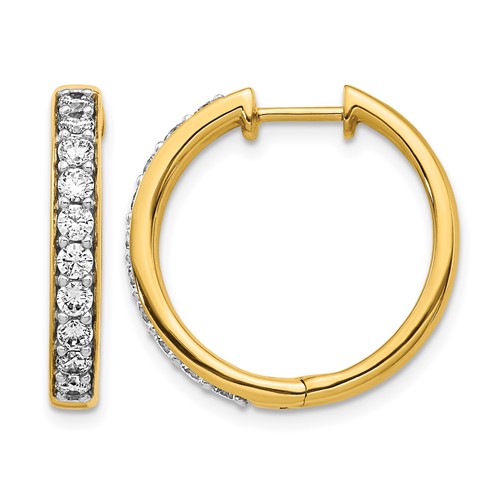14K Yellow Gold 1 Carat Lab Grown Diamond VS SI+ G+ Complete Hinged Hoop Earrings