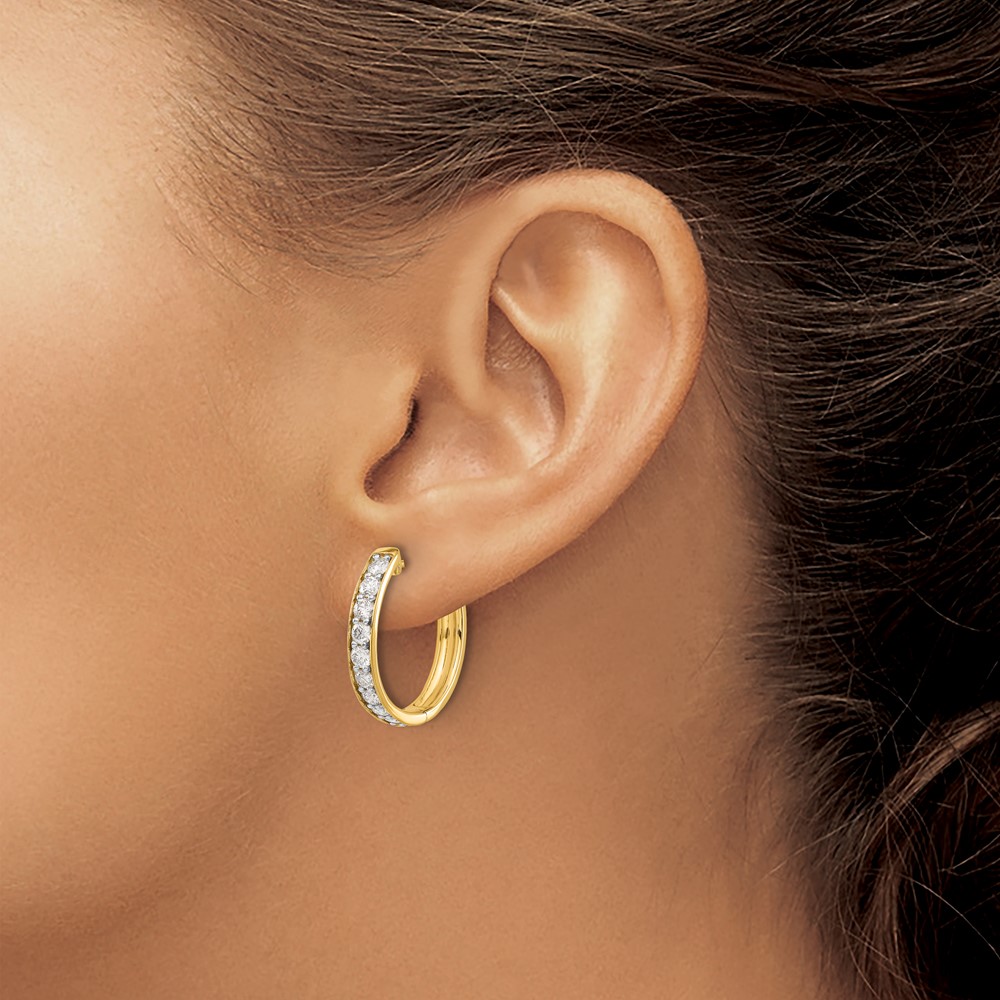 14k Diamond Hinged Hoop Earrings (EM4265-125-YA)