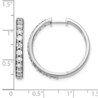 14K White Gold 1.50 Carat Lab Grown Diamond VS SI+ G+ Complete Hinged Hoop Earrings view 2
