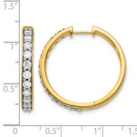 14K Yellow Gold 1.50 Carat Lab Grown Diamond VS SI+ G+ Complete Hinged Hoop Earrings view 2