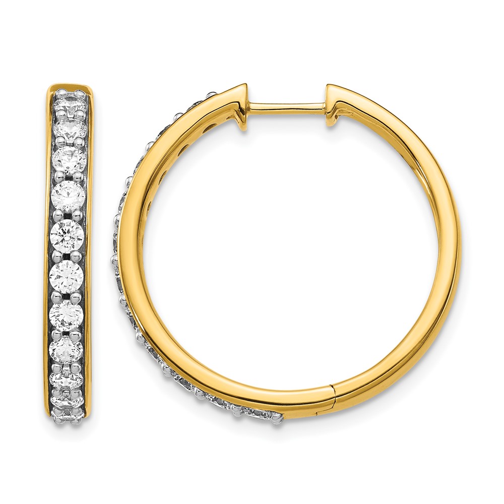 14K Yellow Gold 1.50 Carat Lab Grown Diamond VS SI+ G+ Complete Hinged Hoop Earrings
