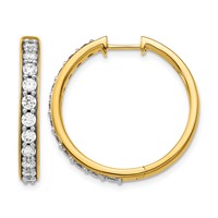 14K Yellow Gold 1.50 Carat Lab Grown Diamond VS SI+ G+ Complete Hinged Hoop Earrings view 1