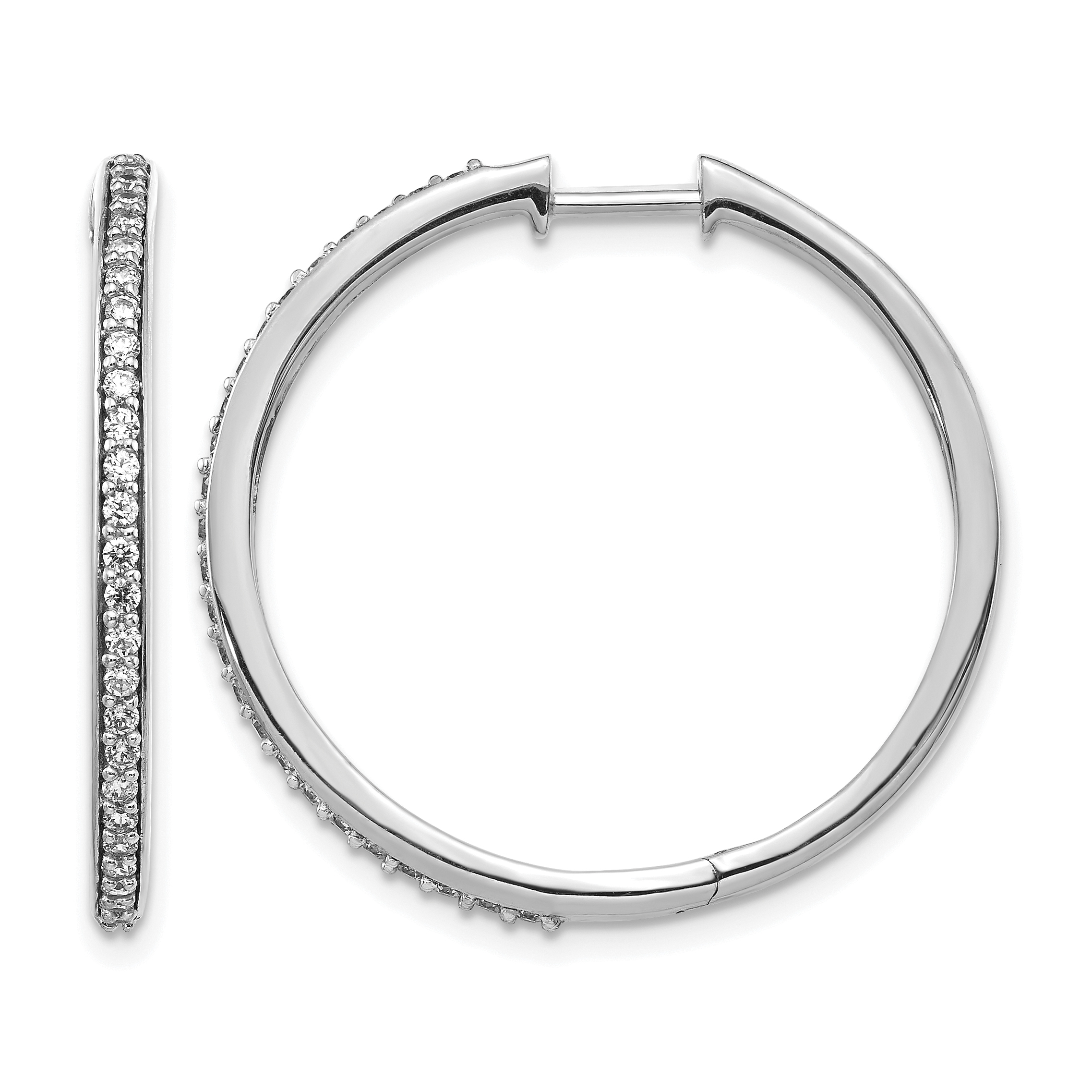 14k White Gold Diamond Hinged Hoop Earrings (EM4267-050-WA)