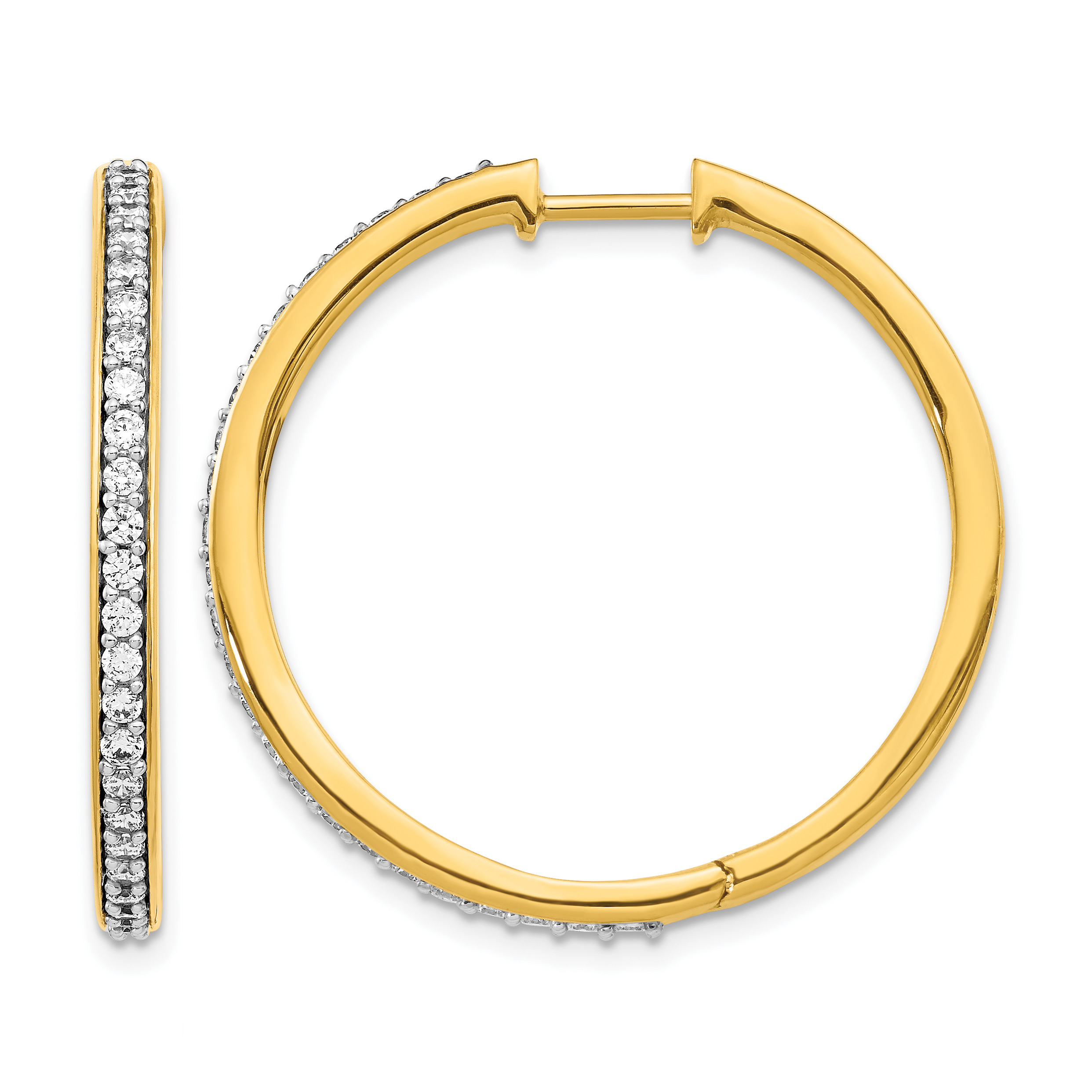 14k Diamond Hinged Hoop Earrings (EM4267-075-YA)