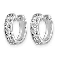 14K White Gold 0.33 Carat Lab Grown Diamond VS SI+ G+ Complete Miligrain Hinged Hoop Earrings view 2