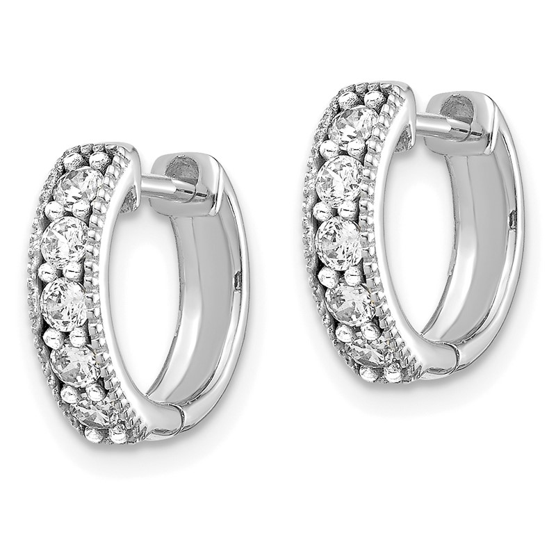 14k White Gold 1/3 carat Lab Grown Diamond VS/SI+ G+ Complete Miligrain Hinged Hoop Earrings