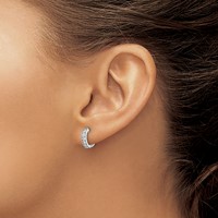 14K White Gold 0.33 Carat Lab Grown Diamond VS SI+ G+ Complete Miligrain Hinged Hoop Earrings view 3