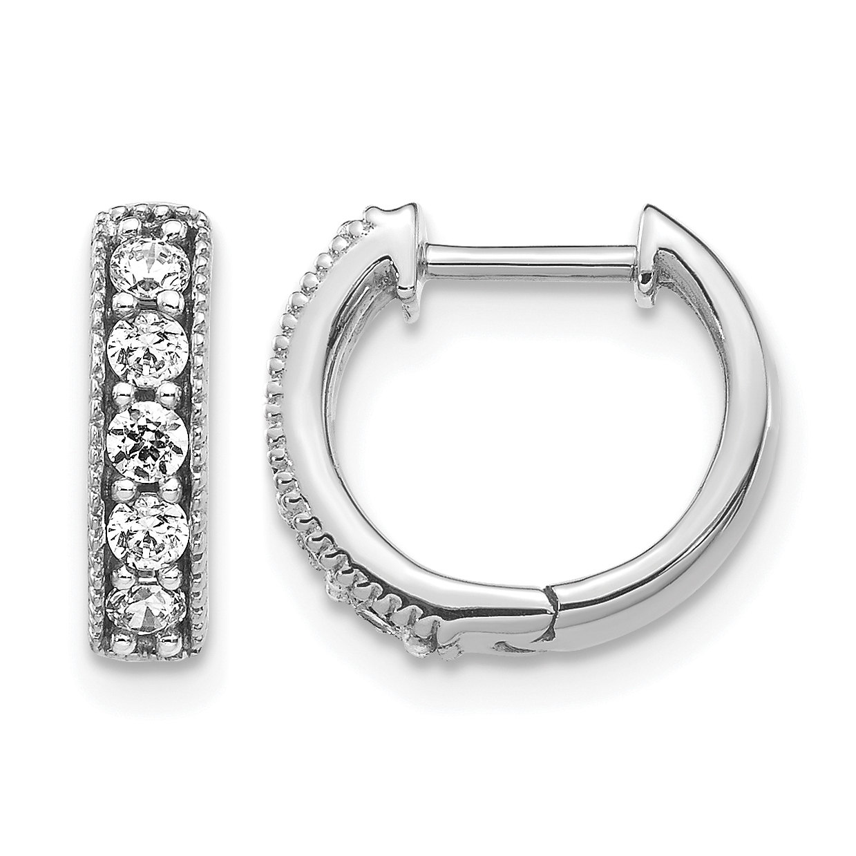 14k White Gold 1/3 carat Lab Grown Diamond VS/SI+ G+ Complete Miligrain Hinged Hoop Earrings (EM4269-033-WLG)